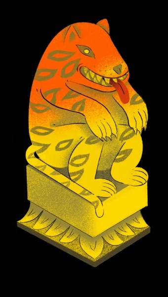 Illustrated tiger statue